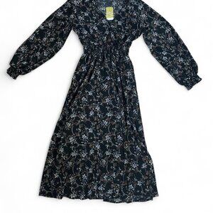 Suzanne Betro Black Floral Long Sleeve Dress